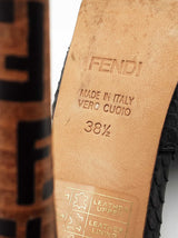 Fendi Peep-toe Mules In Black Python-embossed Leather Size It 38.5 Fw0726rxdu