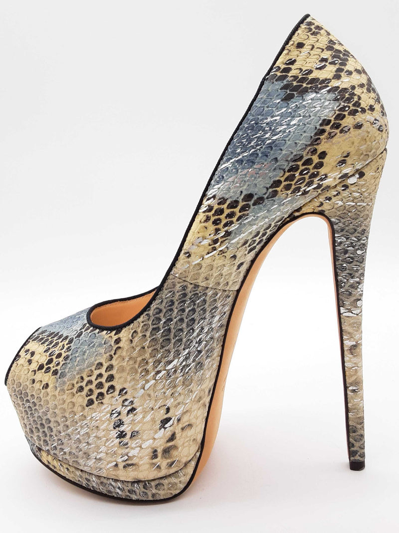 Giuseppe Zanotti Sharon Tricolor Python Embossed Heels Size Eu 36 Do0725crde