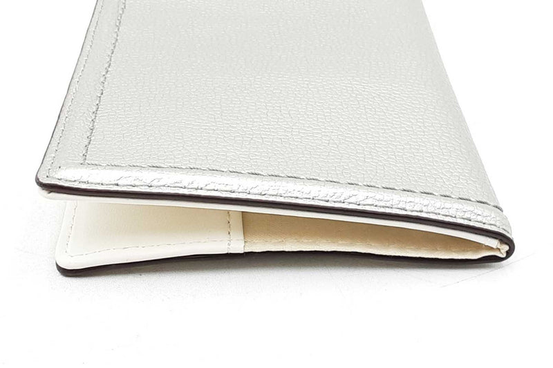 Kate Spade Silver Metallic Leather Passport Holder Wallet Eb1025lrdu