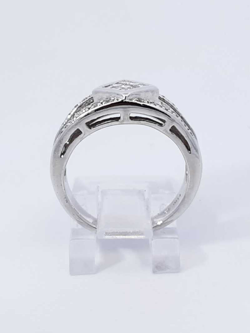 0.27 Cttw Diamond & 14k White Gold Rhombus Ring 5.6 Grams Size 4.5 Fw0925olxdu