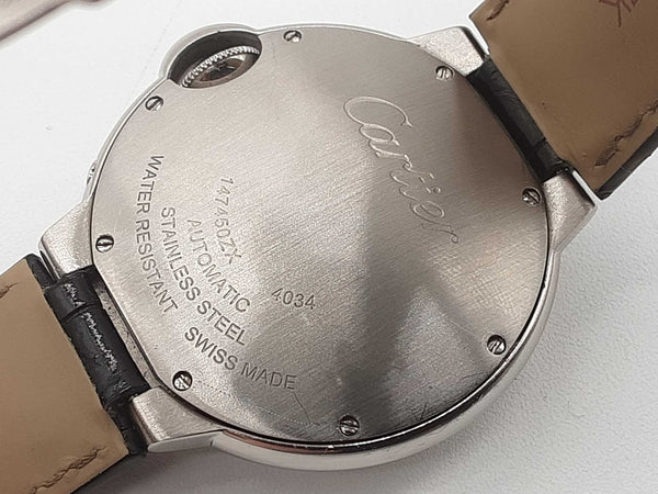 Cartier 37 4034 Ballon Bleu Moonphase Black Leather Steel Watch Do0725ooxzde