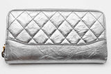 Chanel Gabrielle Metallic Silver Quilted Leather Zip Around Wallet Eb1224rxzdu