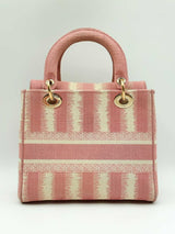 Christian Dior Lady D-lite In Pink D-stripes Canvas Fw0125lsxzdu