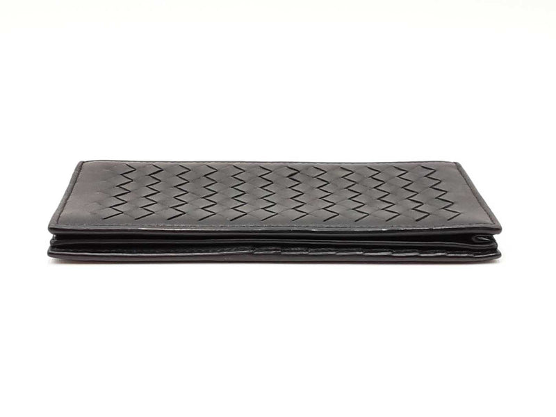 Bottega Veneta Intrecciato Black Leather Long Bifold Wallet Fw0425czdu