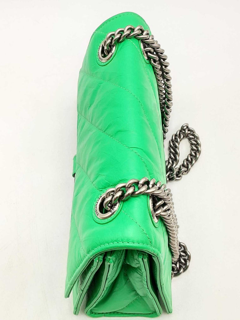 Balenciaga Crush Quilted Green Chain Shoulder Bag Eb1224loxzsa