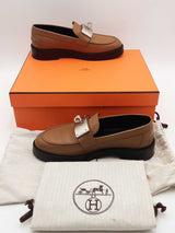 Hermes Brown Leather Hot Loafers Size 36.5 Eb1025rxzsa