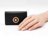 Versace La Medusa Flap Wallet In Black Grained Leather Fw0226lrzdu