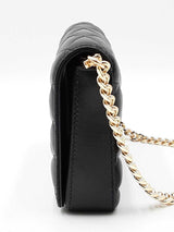 Jimmy Choo Farone Wallet With Chain In Quilted Black Nappa Leather Fw0626ocrdu