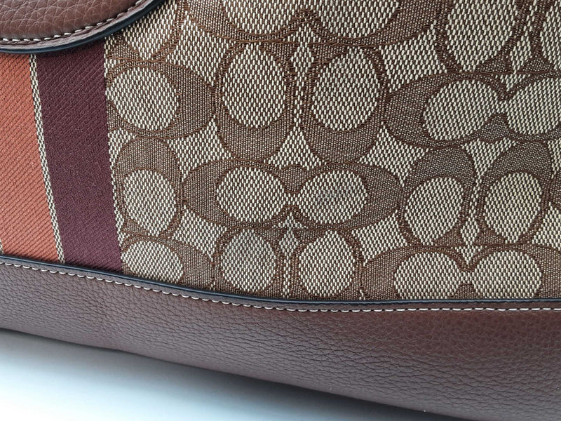 Coach Dempsey 40 Brown Signature Canvas Stripe Large Tote Bag Do1125rxde