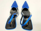 Saint Laurent Frida Chica Slingback Blue Satin Heel Size Eu 38.5 Do0924lwxde