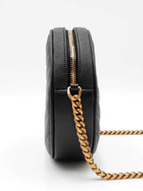 Yves Saint Laurent Round Camera Bag In Black Graine De Poudre Matelassé Leather Fw0626przdu