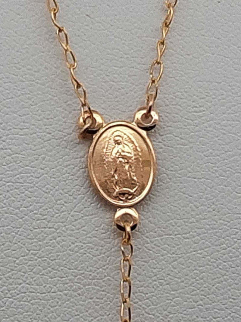 Tri-color 14k Gold Rosary Necklace 5.9 Grams 18 Inch Fw1025orzdu