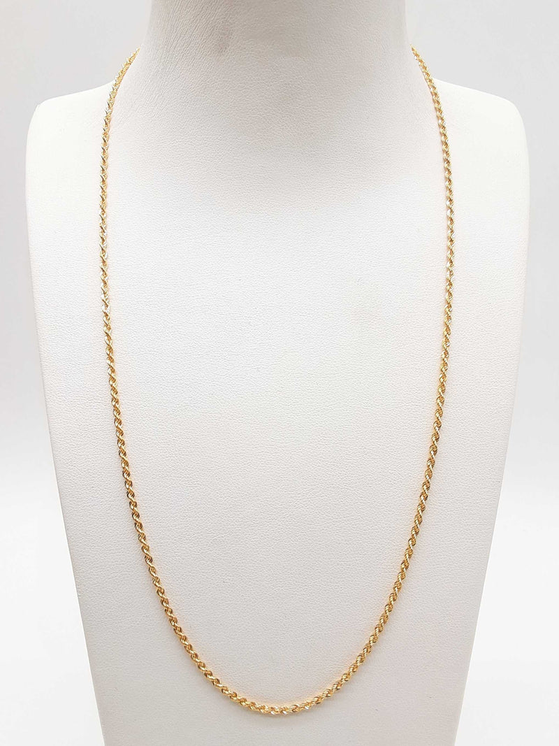 18k Yellow Gold 1.8g Hollow Rope Chain 20 In Do0125sxde