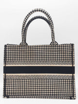 Christian Dior Houndstooth Embroidered Book Tote Bag Eb0826exzde