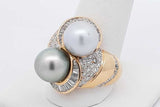 18k Yellow Gold Diamond & Faux Pearl Ring 12.8 Grams Size 9.25 Eb1225ixzsa