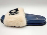 Fendi Logo Minky Blue Rubber Slides Size Eu 39 Do1124wxzde