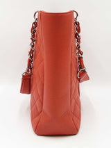 Chanel Vertical Grand Shopper Tote In Orange Quilted Caviar Leather Fw0126lrzxdu