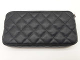 Chanel Sparkly Black Quilted Leather Double Zip Wallet On Chain Do1225lrxzde