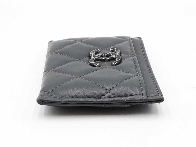 Chanel Classic Gray Quilted Card Holder Wallet Fw0225oxzdu