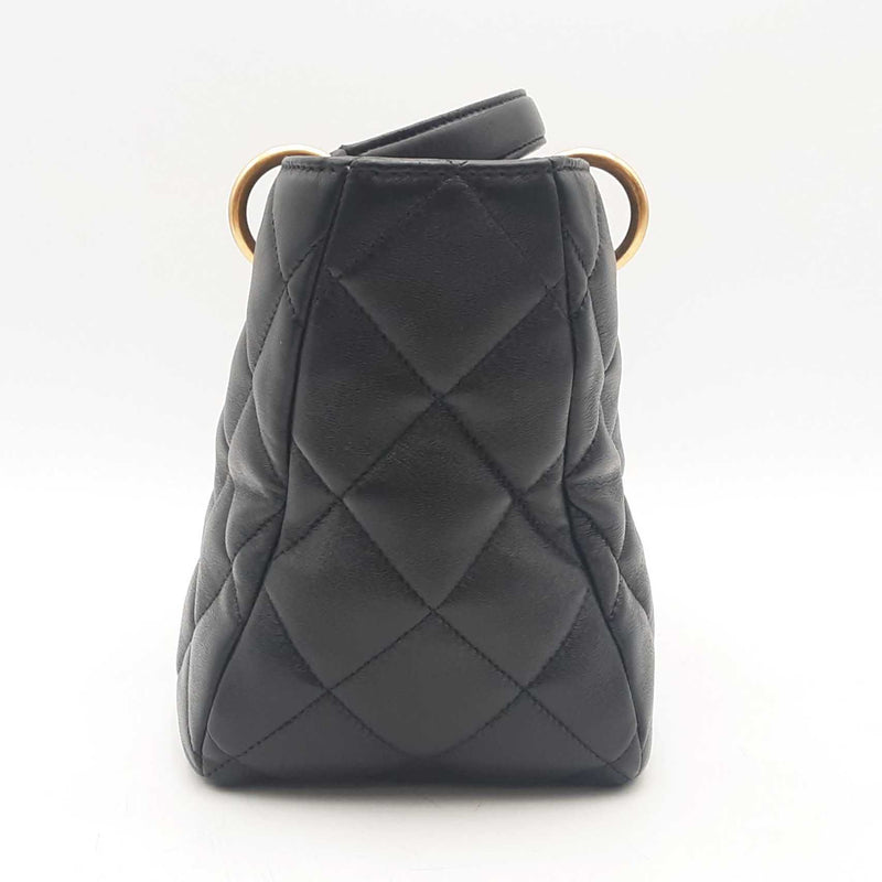 Chanel Quilted Lambskin Small Top Handle Black Shopping Bag Sd0825wzxzsa
