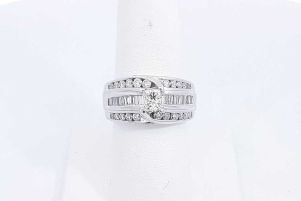 Diamond Approx. 1.68ctw Ring In 14k White Gold 10.5 Grams Size 7 Eb0524icrsa