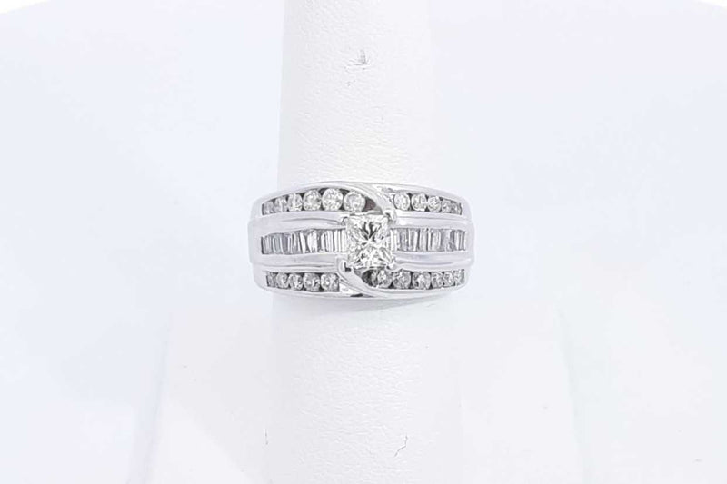 Diamond Approx. 1.68ctw Ring In 14k White Gold 10.5 Grams Size 7 Eb0524icrsa