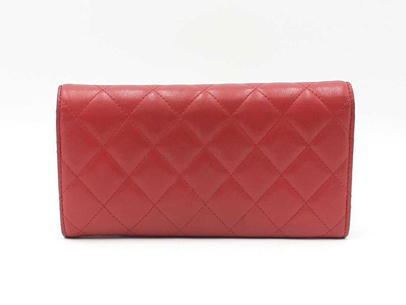 Chanel Continental Wallet In Red Diamond-quilted Leather Fw0425orzdu