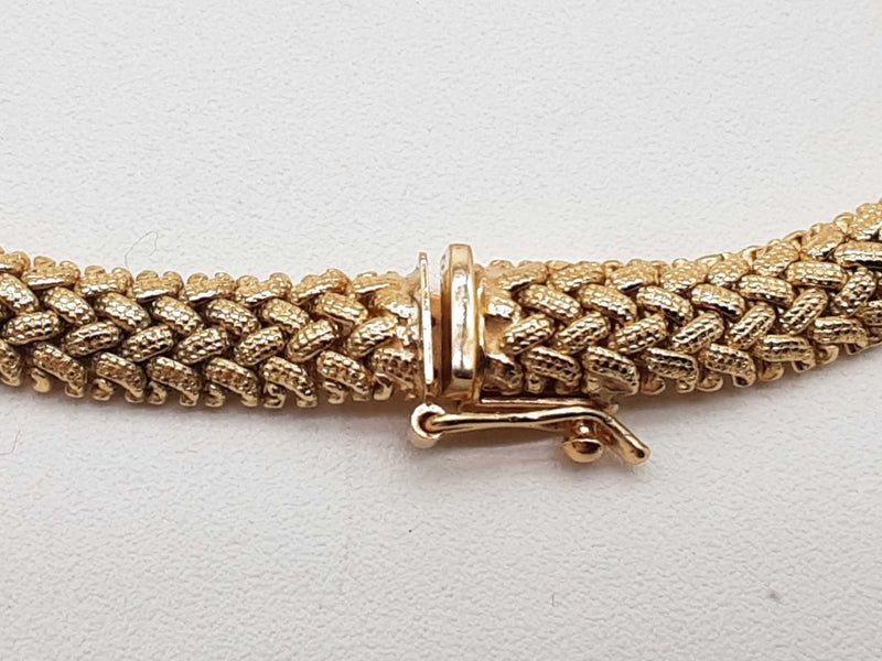 1.10 Carat Diamond 14k Yellow Gold 40.1g Woven Necklace 16.5 In Do0725wixzde