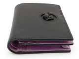 Versace Dpdi058 Black Lilac Purple Leather Bifold Wallet Do0925lxzde