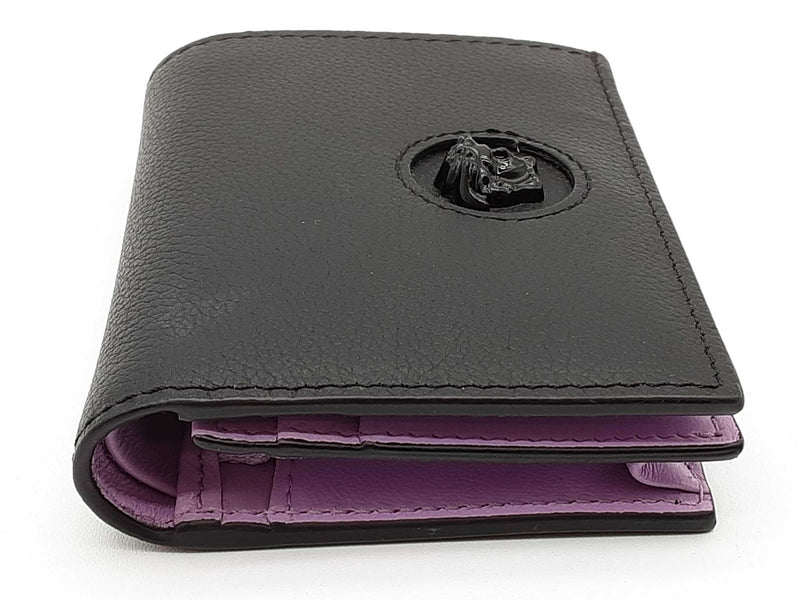 Versace Dpdi058 Black Lilac Purple Leather Bifold Wallet Do0925lxzde