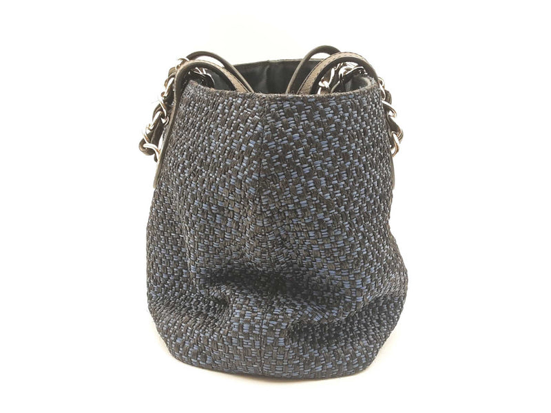 Chanel Deauville 2-way Blue And Black Raffia Tote Bag Sd0925lzxzsa