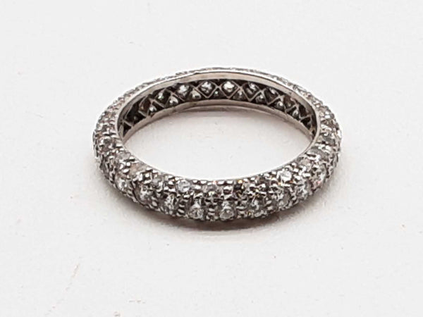 0.95 Platinum 3.32g Three Row Pave Diamond Ring Size 6 Doexzde 144010007814