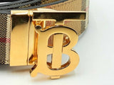 Burberry Check Reversible Belt With Gold Tone Tb Buckle Eb0924lrxdu