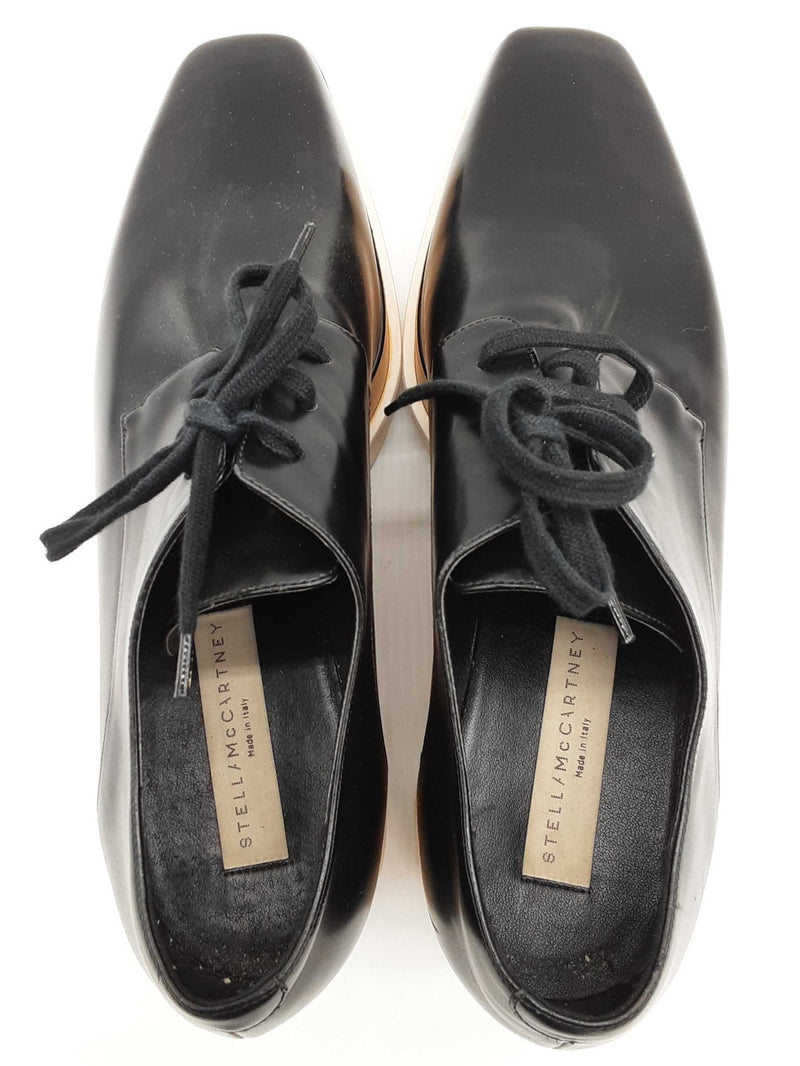 Stellar Mccartney Elyse Black Leather Wood Platform Shoes Size Eu 39 Do0925cxde