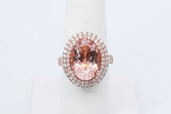 5ctw Oval Morganite & Diamond Ring In 14k Rose Gold 6.9 Grams Size 7 Eb1025rxzdu