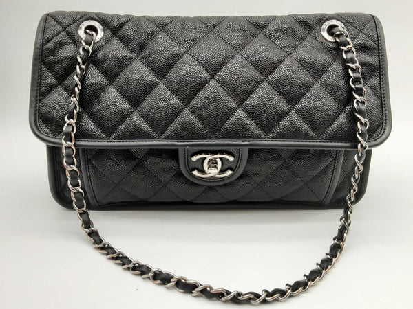 Chanel French Riviera Flap Black Cavier Leather Shoulder Bag Do0924lsxzde