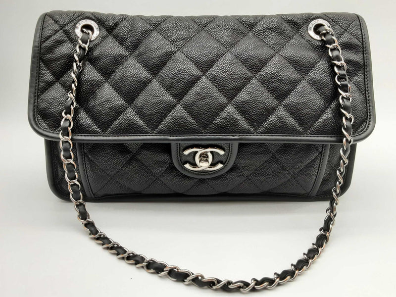 Chanel French Riviera Flap Black Cavier Leather Shoulder Bag Do0924lsxzde