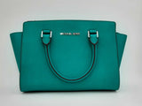 Michael Kors Selma Saffiano Leather Satchel In Teal Fw1124orsa