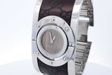 Gucci Twirl Gg Brown Leather Stainless Steel Bracelet Watch Eb0826lorde