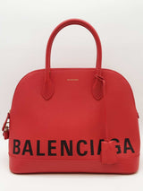 Balenciaga Red Leather Ville Top Handle Logo Bag Eb0326cxzde