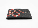 Gucci Kingsnake Print Bifold Wallet In Black & Grey Gg Supreme Coated Canvas Fw0726ezdu