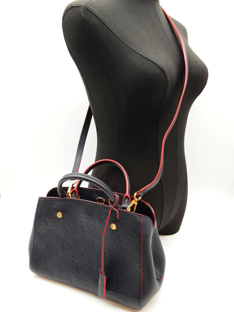 Louis Vuitton Montaigne Monogram Empreinte Marine Blue Red Leather Tote Bag Do0425lrxzde