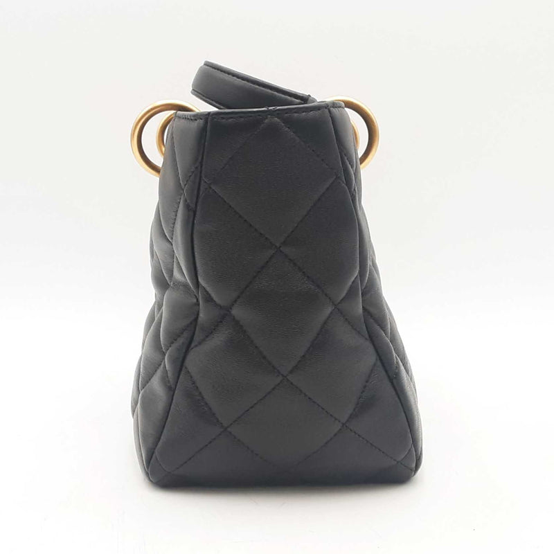 Chanel Quilted Lambskin Small Top Handle Black Shopping Bag Sd0825wzxzsa