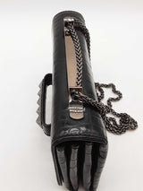 Valentino Garavani Shiny Black Alligator Vavavoom Rockstud Clutch Eb1225loxzde