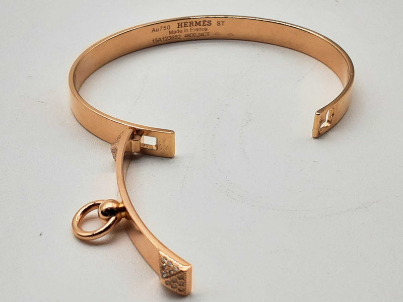 Hermes Collier De Chien 18k Rose Gold Diamond Bangle Bracelet 0124rxzxde