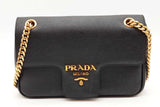 Prada Black Saffiano Leather Pattina Flap Shoulder Bag Eb1026wrxde