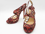 Jimmy Choo Red Python Printed Snakeskin Leather Heels Size Eu 40 Do0826lxzde