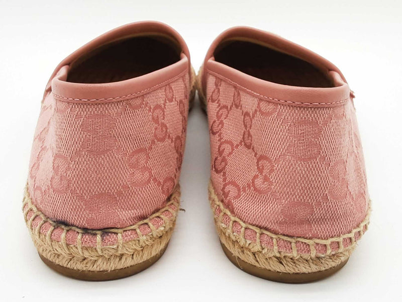 Gucci 466902 Gg Pink Canvas Espadrilles Slip On Shoes Size Eu 38.5 W Do0525rxde