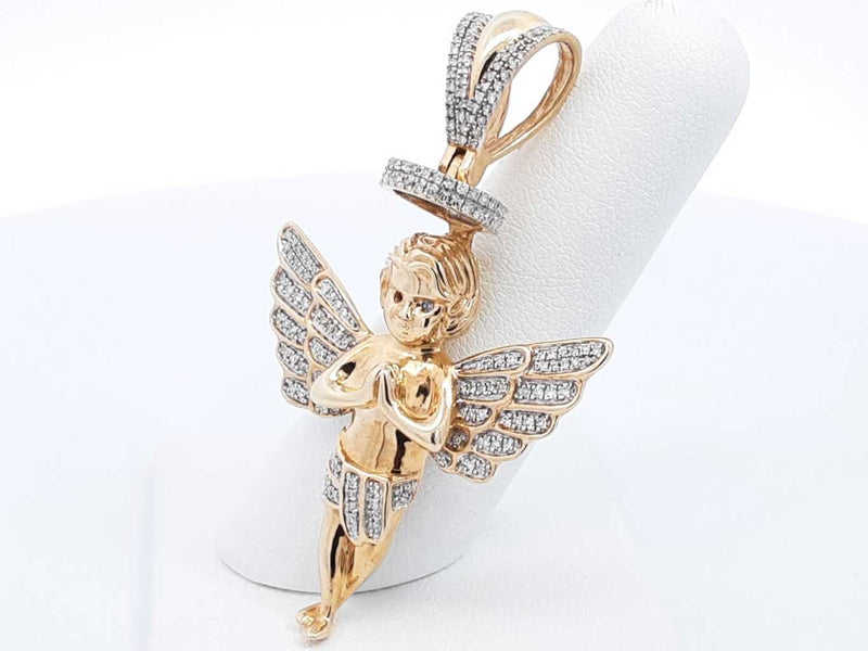 1.08ctw Diamond Angel Pendant In 10k Yellow Gold 8.4 Grams Eb0225pixsa