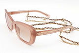 Chanel 5553-a Pinky Beige Rectangle Sunglasses With Chains Eb0426exzde